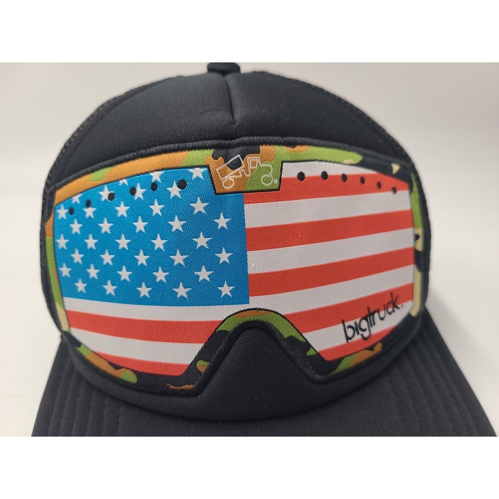 Big Truck American Flag Camo Goggles Mesh Trucker Snapback (Seems Small) Hat Cap - Picture 4 of 12